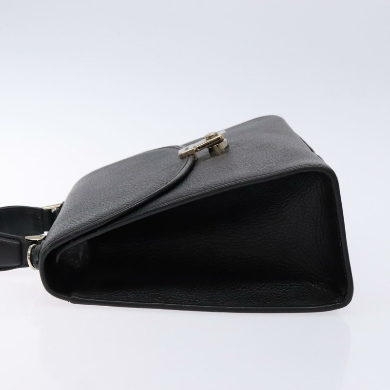 【日本直送】Burberry 手提包 皮革 黑金 正品 134000-3