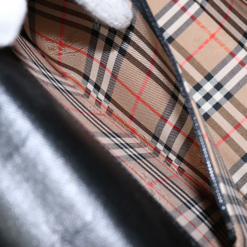 【日本直送】Burberry 手提包 皮革 黑金 正品 134000-19