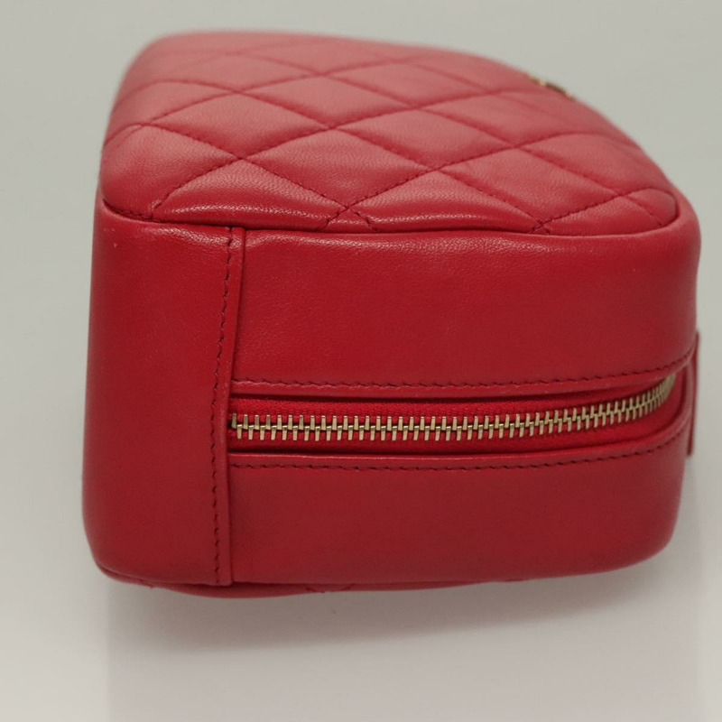 【日本直送】香奈兒 (CHANEL) 菱格紋小羊皮手拿包 紅金 CC 正品 135941-2