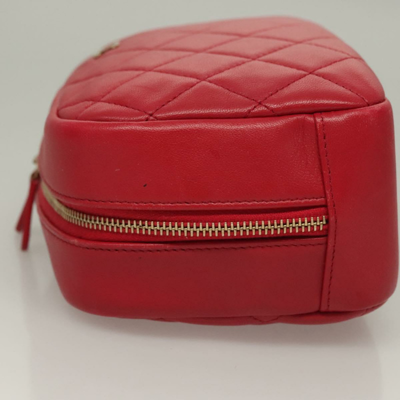 【日本直送】香奈兒 (CHANEL) 菱格紋小羊皮手拿包 紅金 CC 正品 135941-3