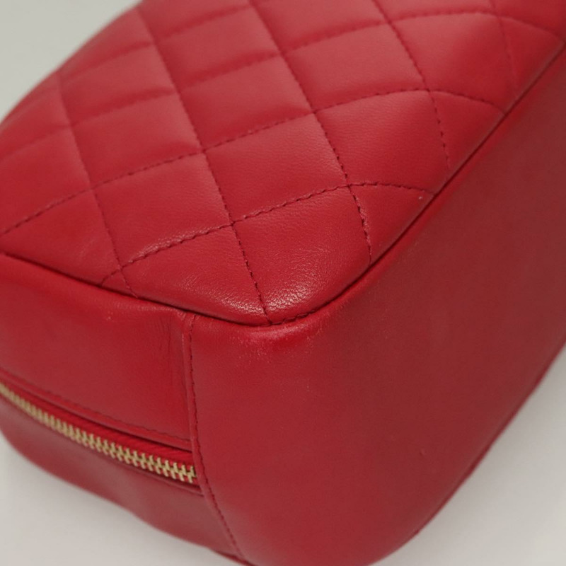 【日本直送】香奈兒 (CHANEL) 菱格紋小羊皮手拿包 紅金 CC 正品 135941-6