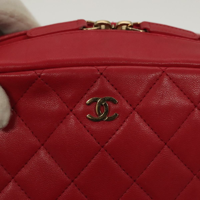 【日本直送】香奈兒 (CHANEL) 菱格紋小羊皮手拿包 紅金 CC 正品 135941-7