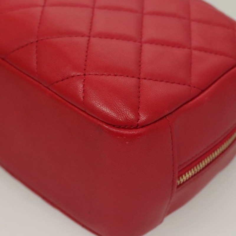 【日本直送】香奈兒 (CHANEL) 菱格紋小羊皮手拿包 紅金 CC 正品 135941-13