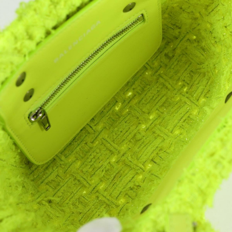 【日本直送】BALENCIAGA Bistro XXS 手提包 羊毛 2 用 黃銀色 正品 135947M-9