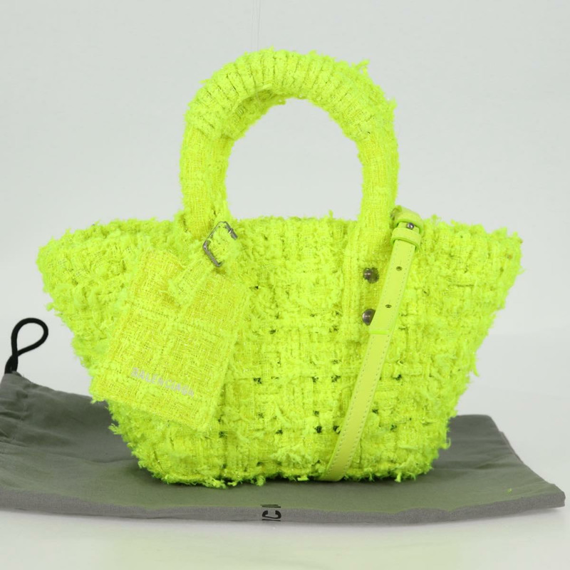 【日本直送】BALENCIAGA Bistro XXS 手提包 羊毛 2 用 黃銀色 正品 135947M-11