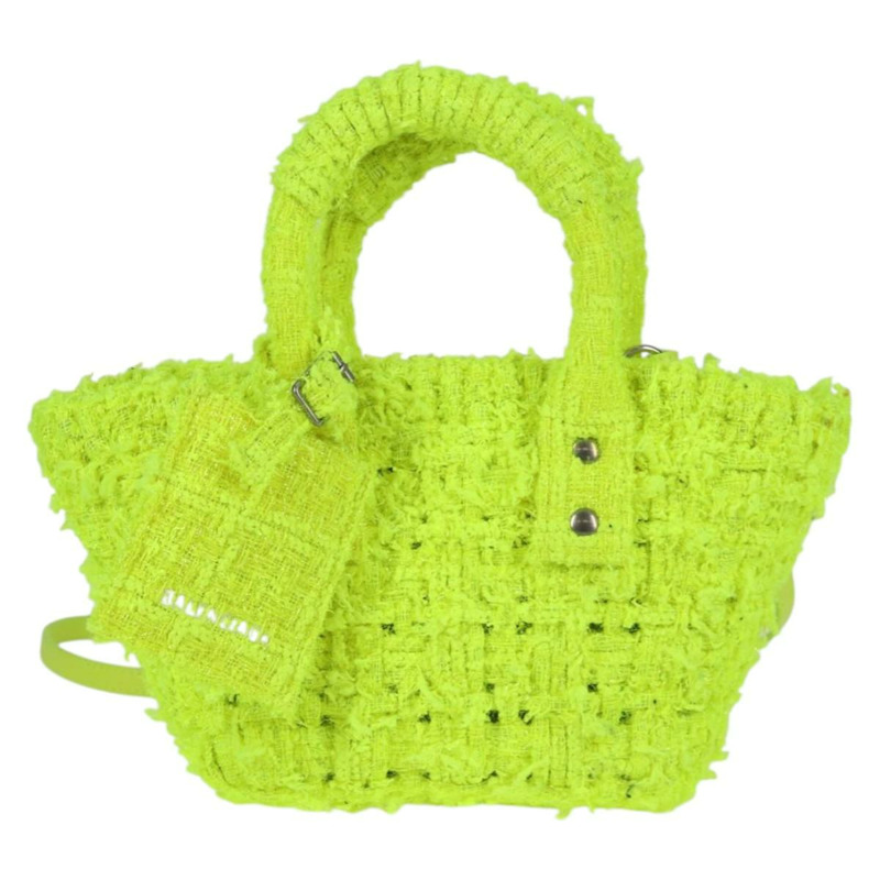 【日本直送】BALENCIAGA Bistro XXS 手提包 羊毛 2 用 黃銀色 正品 135947M-12