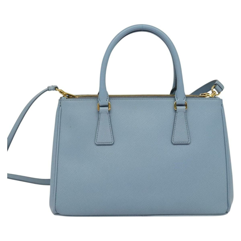 【日本直送】PRADA Galleria 手提包 Safiano 皮革 2 向淺藍色金色正品 133807-1