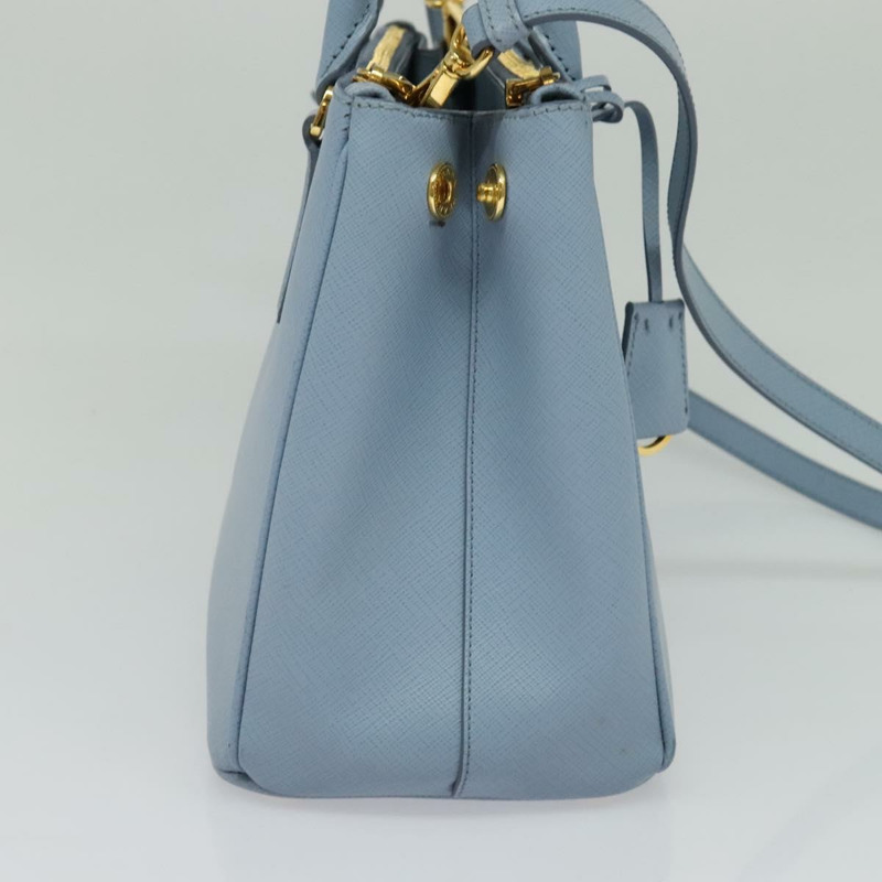 【日本直送】PRADA Galleria 手提包 Safiano 皮革 2 向淺藍色金色正品 133807-2