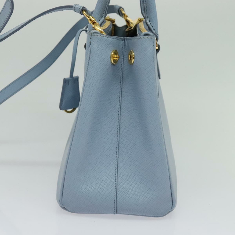 【日本直送】PRADA Galleria 手提包 Safiano 皮革 2 向淺藍色金色正品 133807-3