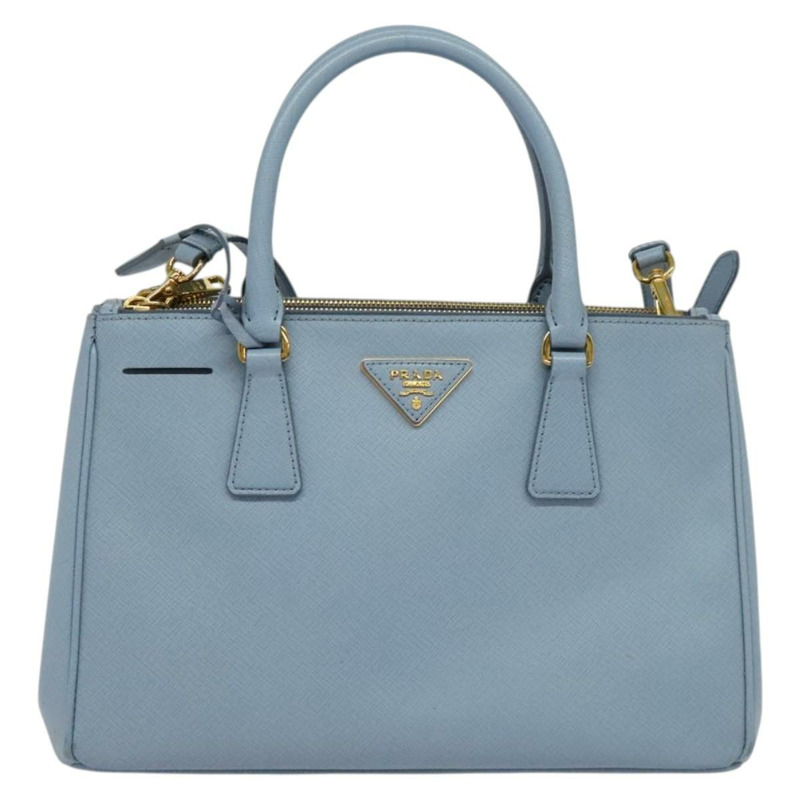 【日本直送】PRADA Galleria 手提包 Safiano 皮革 2 向淺藍色金色正品 133807-12