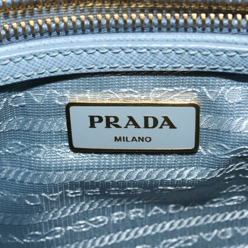 【日本直送】PRADA Galleria 手提包 Safiano 皮革 2 向淺藍色金色正品 133807-18