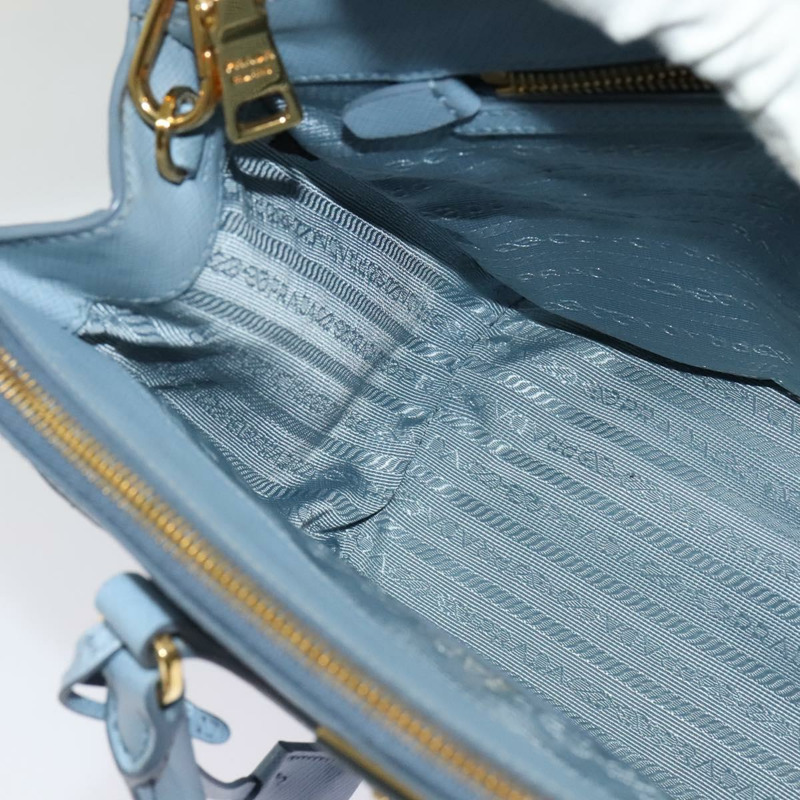 【日本直送】PRADA Galleria 手提包 Safiano 皮革 2 向淺藍色金色正品 133807-20