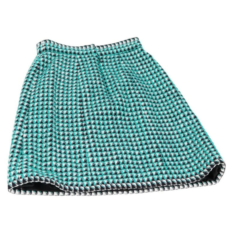 【日本直送】香奈兒 (CHANEL) 綠色黑色斜紋軟呢半身裙，CC標誌，貨號133643M-2