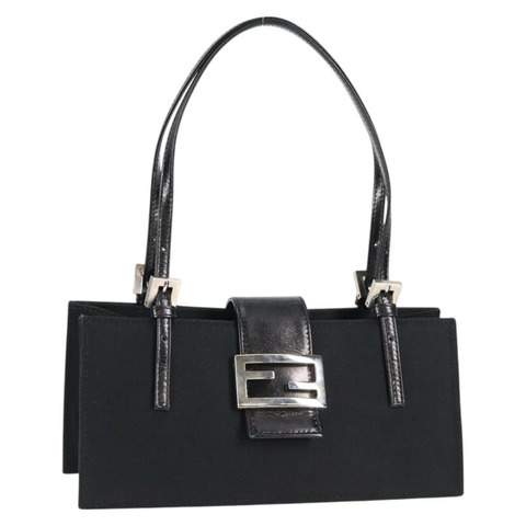 FENDI 肩背包 尼龍 黑銀 正品 134235V