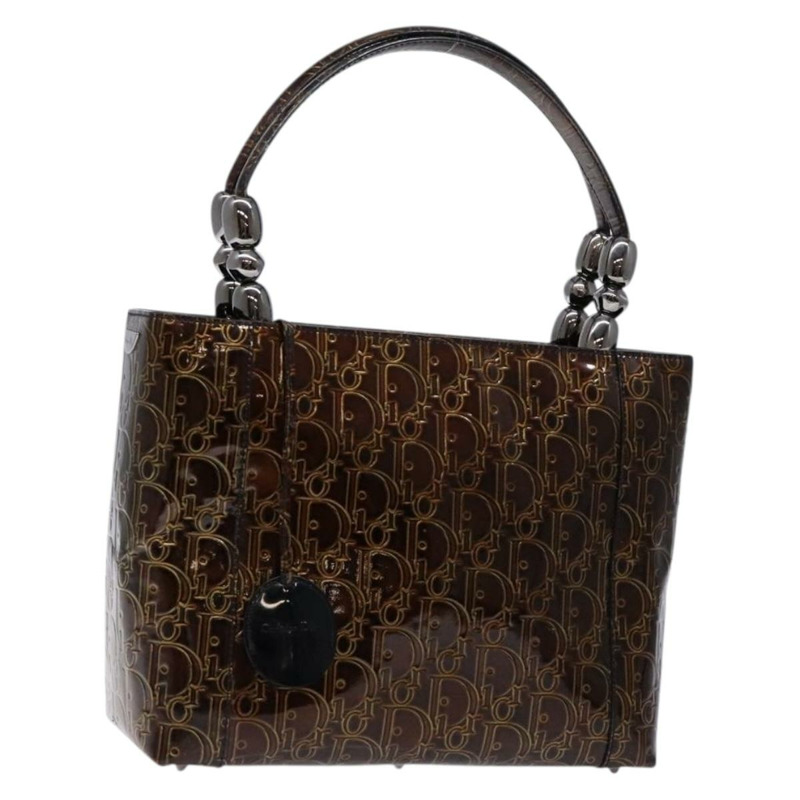 【日本直送】Christian Dior Trotter 帆布 Maris 珍珠手提包琺瑯棕色正品 133822-0