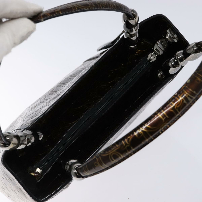 【日本直送】Christian Dior Trotter 帆布 Maris 珍珠手提包琺瑯棕色正品 133822-6