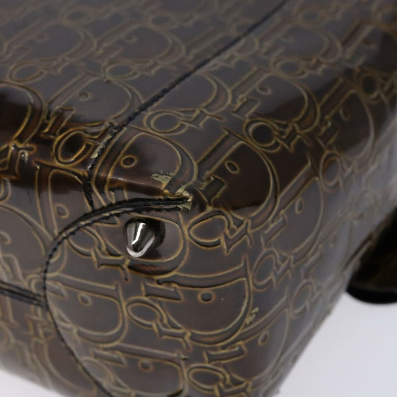 【日本直送】Christian Dior Trotter 帆布 Maris 珍珠手提包琺瑯棕色正品 133822-16