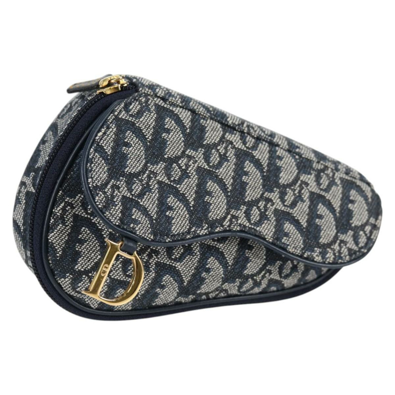 【日本直送】Christian Dior Trotter 帆布馬鞍包 海軍藍金色 正品 134254V-0