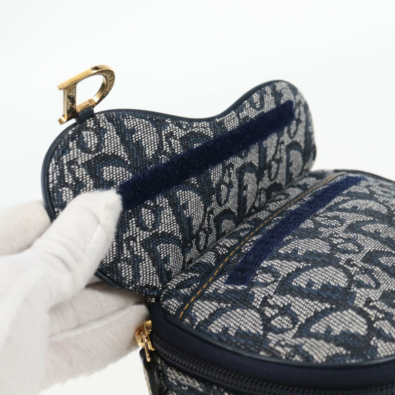 【日本直送】Christian Dior Trotter 帆布馬鞍包 海軍藍金色 正品 134254V-7
