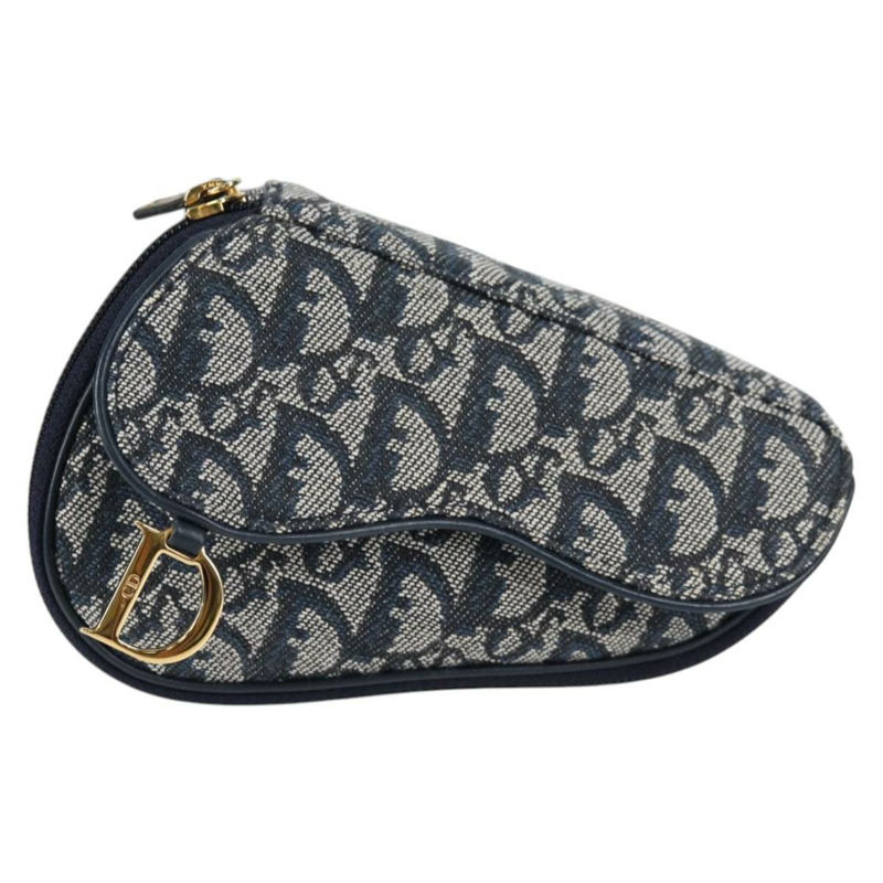 【日本直送】Christian Dior Trotter 帆布馬鞍包 海軍藍金色 正品 134254V-12