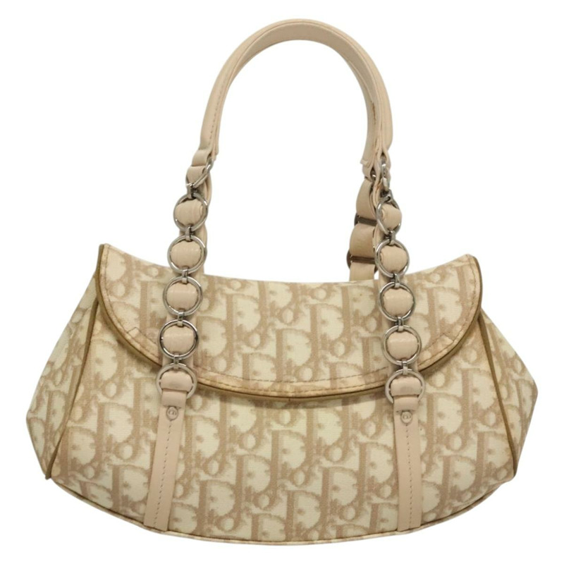 【日本直送】Christian Dior Romantic Chain Trotter 帆布包 PVC 米色銀色 正品 136022-1
