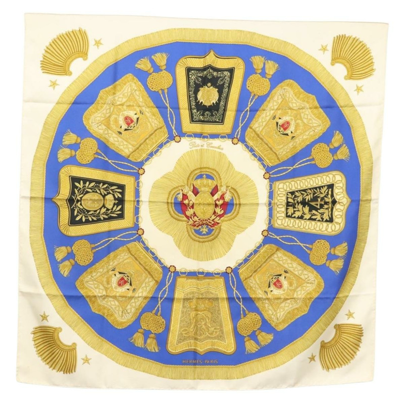 【日本直送】HERMES Carre 90 圍巾「POSTE ET CAVAIENE」絲綢藍色正品 135701-0