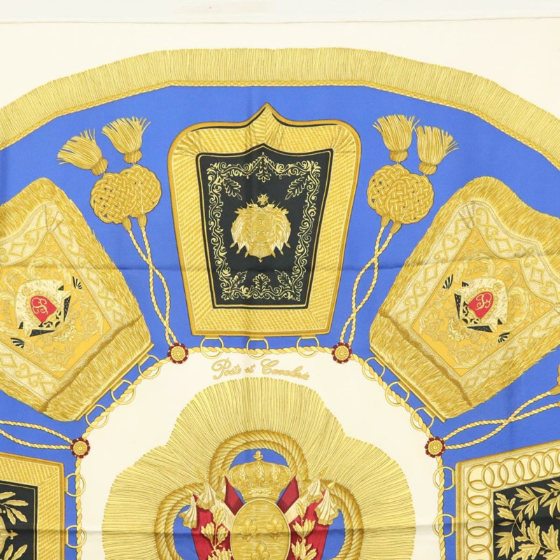 【日本直送】HERMES Carre 90 圍巾「POSTE ET CAVAIENE」絲綢藍色正品 135701-2
