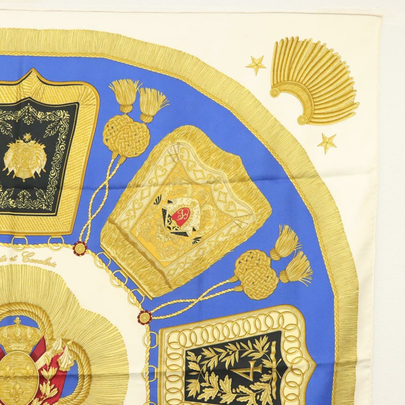 【日本直送】HERMES Carre 90 圍巾「POSTE ET CAVAIENE」絲綢藍色正品 135701-3