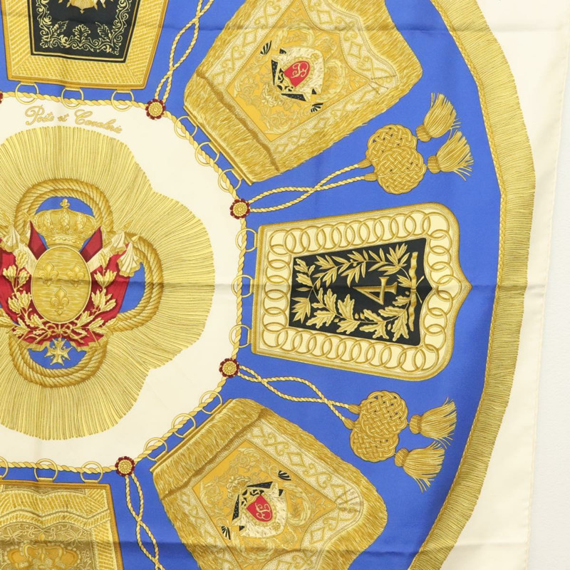 【日本直送】HERMES Carre 90 圍巾「POSTE ET CAVAIENE」絲綢藍色正品 135701-6