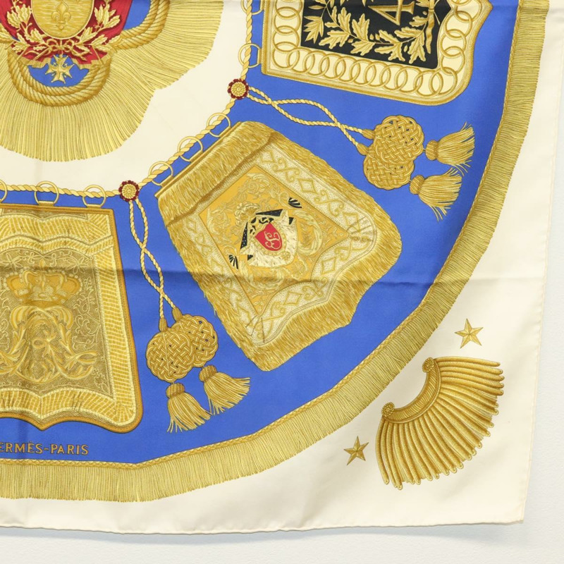 【日本直送】HERMES Carre 90 圍巾「POSTE ET CAVAIENE」絲綢藍色正品 135701-9