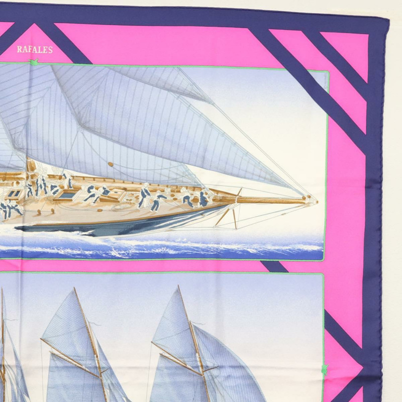 【日本直送】HERMES Carre 90 圍巾「REFALES」絲綢藍色正品 133212-3