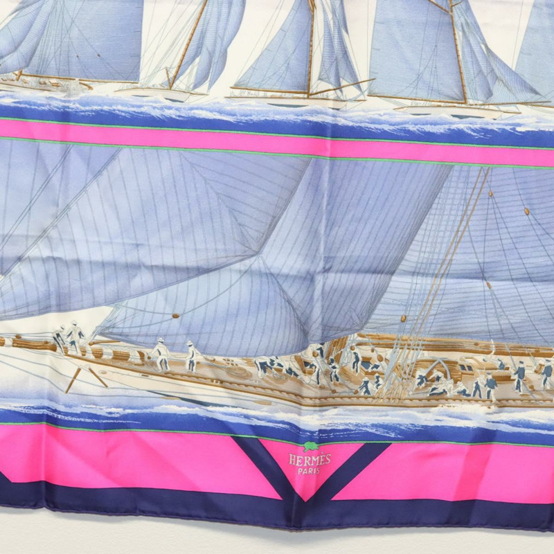 【日本直送】HERMES Carre 90 圍巾「REFALES」絲綢藍色正品 133212-8