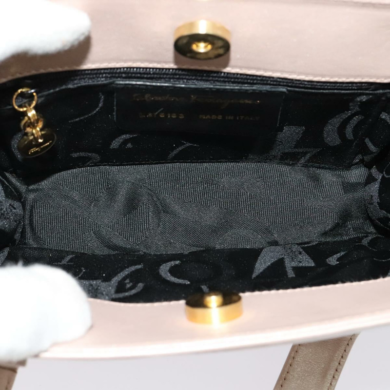 【日本直送】Salvatore Ferragamo Vala 手提包 皮革 2 款 粉紅金 正品 136148-10