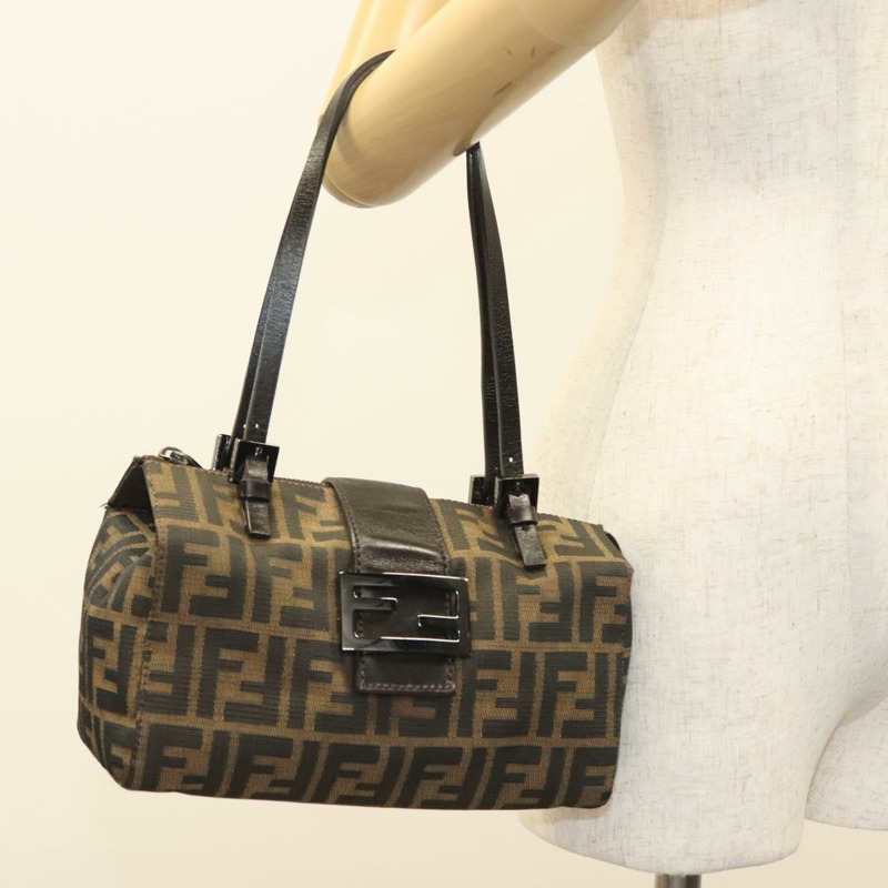 【日本直送】FENDI Zucca帆布Mamma Baguette手袋 棕色 黑色 正品 136113-22
