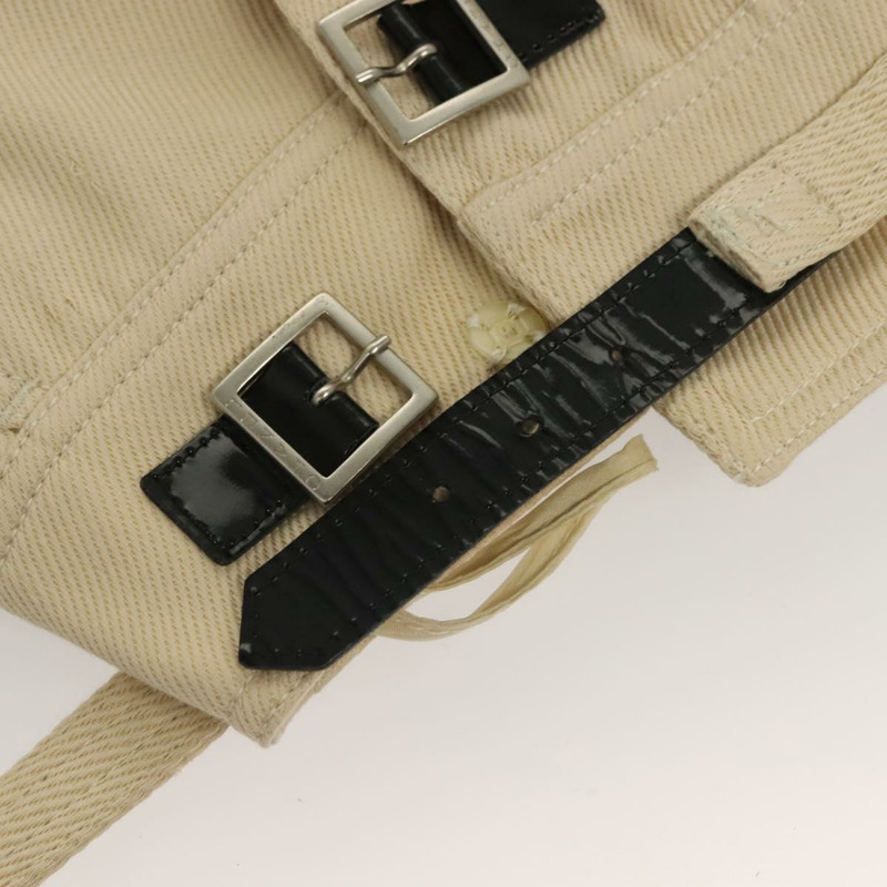 【日本直送】香奈兒 (CHANEL) 牛仔布皮革半身裙 米色 CC 正品 133000M-6