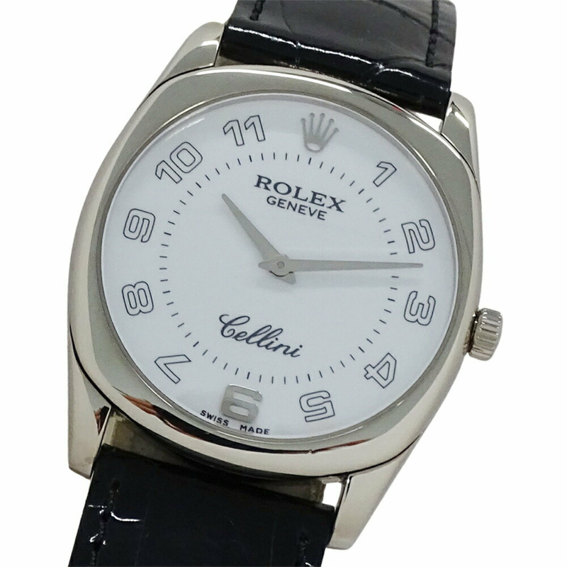Rolex Cellini Danaos 4233/9 K 系列男士手錶,手動上鍊,750 白金,皮革飾面,拋光-1