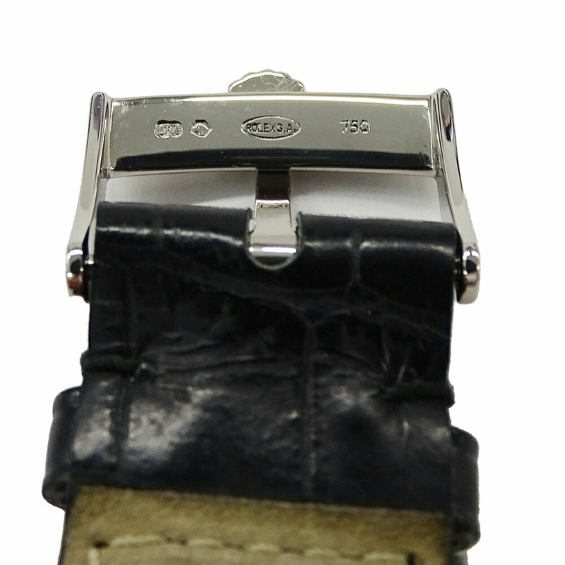 Rolex Cellini Danaos 4233/9 K 系列男士手錶,手動上鍊,750 白金,皮革飾面,拋光-6
