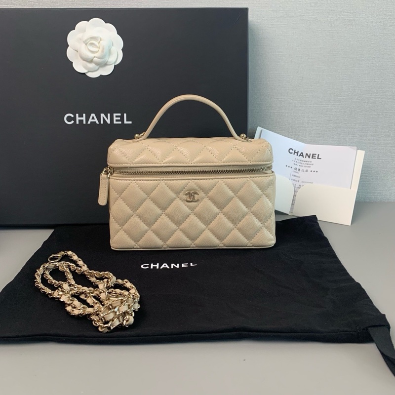 Chanel25c lp 手提 肩背 盒子包 甜美溫柔奶茶色😻 今年購證-1
