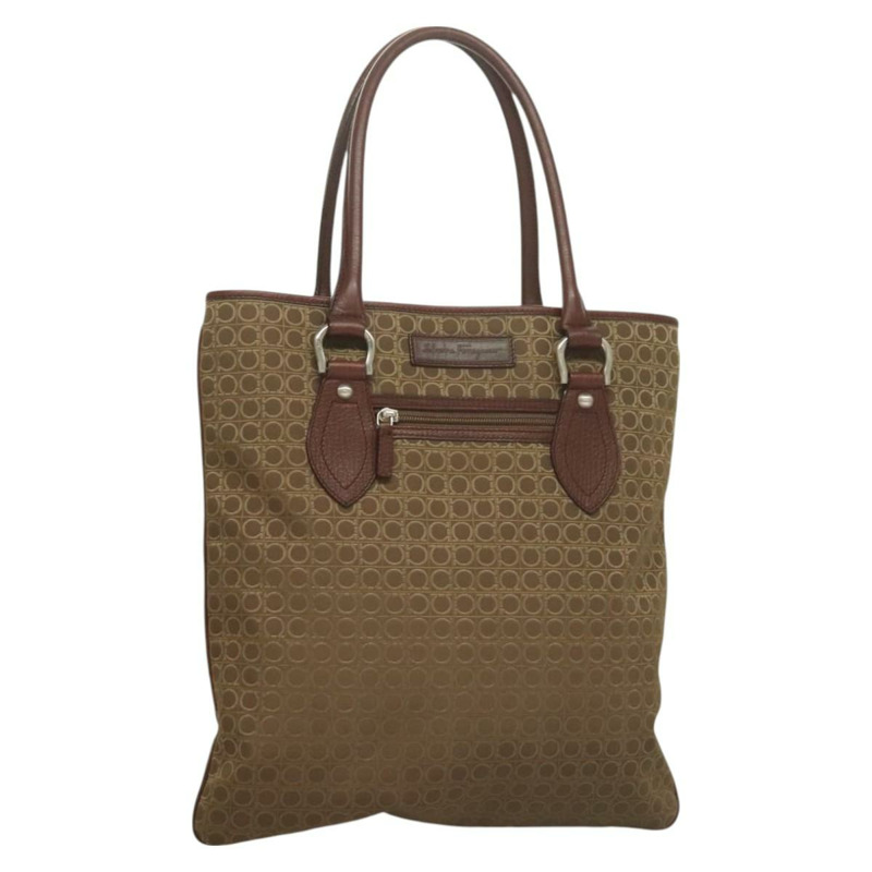 【日本直送】Salvatore Ferragamo Gancini 手袋帆布棕色銀色正品 BA2887-0