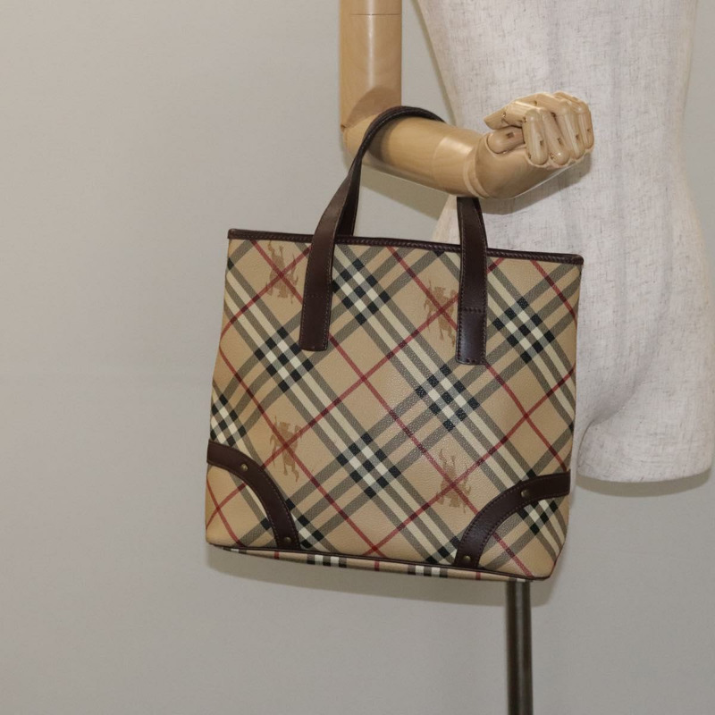 【日本直送】BURBERRY Nova 格紋手提包 PVC 米色 正品 BA2958-19