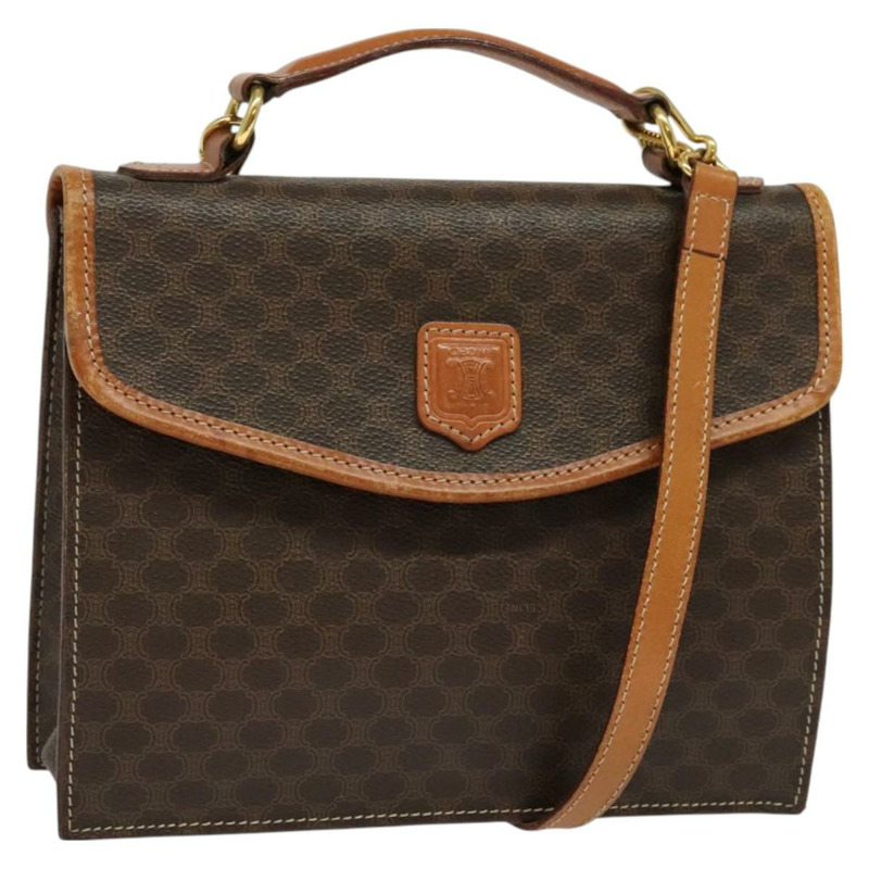 【日本直送】CELINE Macadam 帆布手提包 PVC 皮革 2 款棕色金色正品 yk18454-0