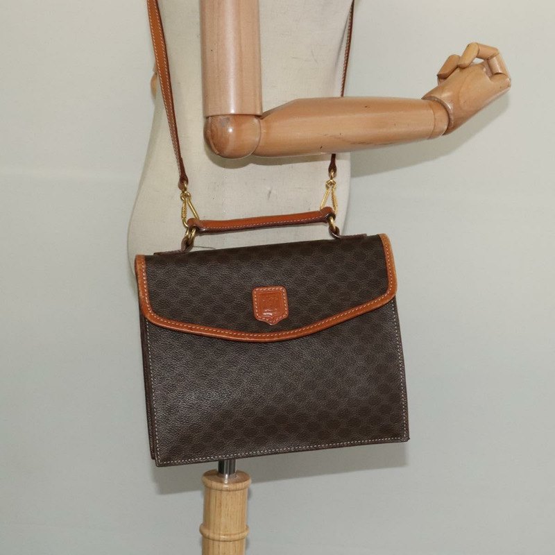 【日本直送】CELINE Macadam 帆布手提包 PVC 皮革 2 款棕色金色正品 yk18454-22