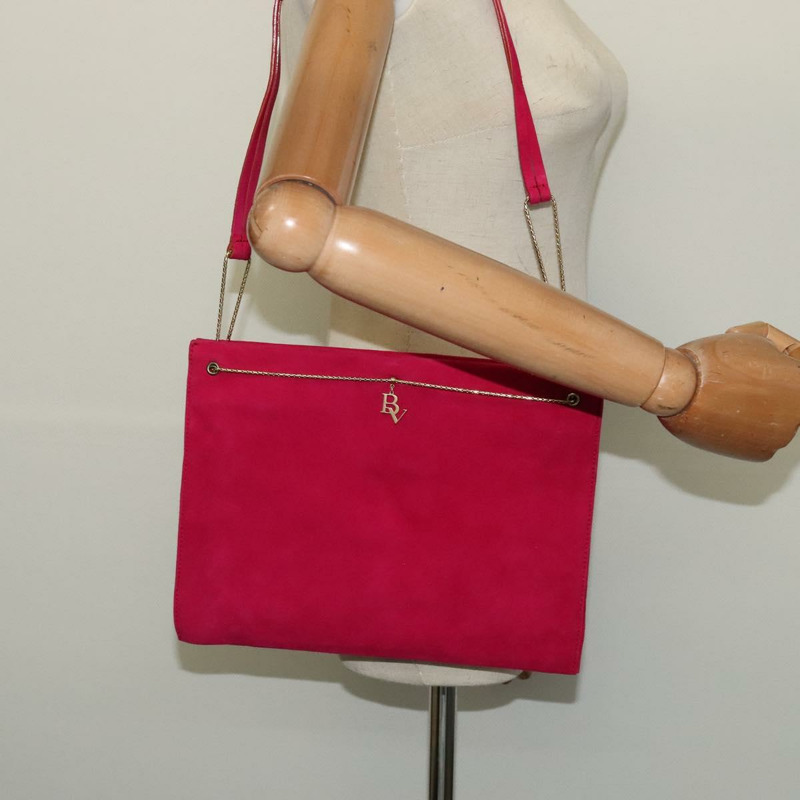 【日本直送】BOTTEGA VENETA 粉紅金色麂皮單肩包 Auth bs26909-25