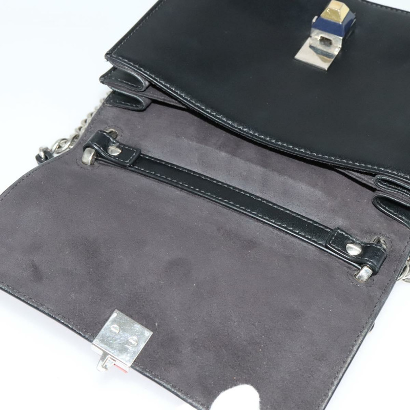 【日本直送】FENDI Canai 鏈條單肩包 皮革 黑色 銀色 正品 bs26937-9