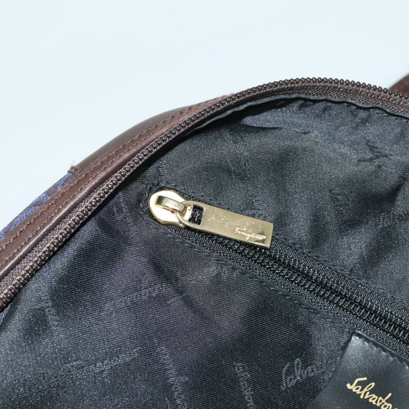 【日本直送】Salvatore Ferragamo Gancini 手提包 帆布 海軍藍 金色 正品 BA3244-19