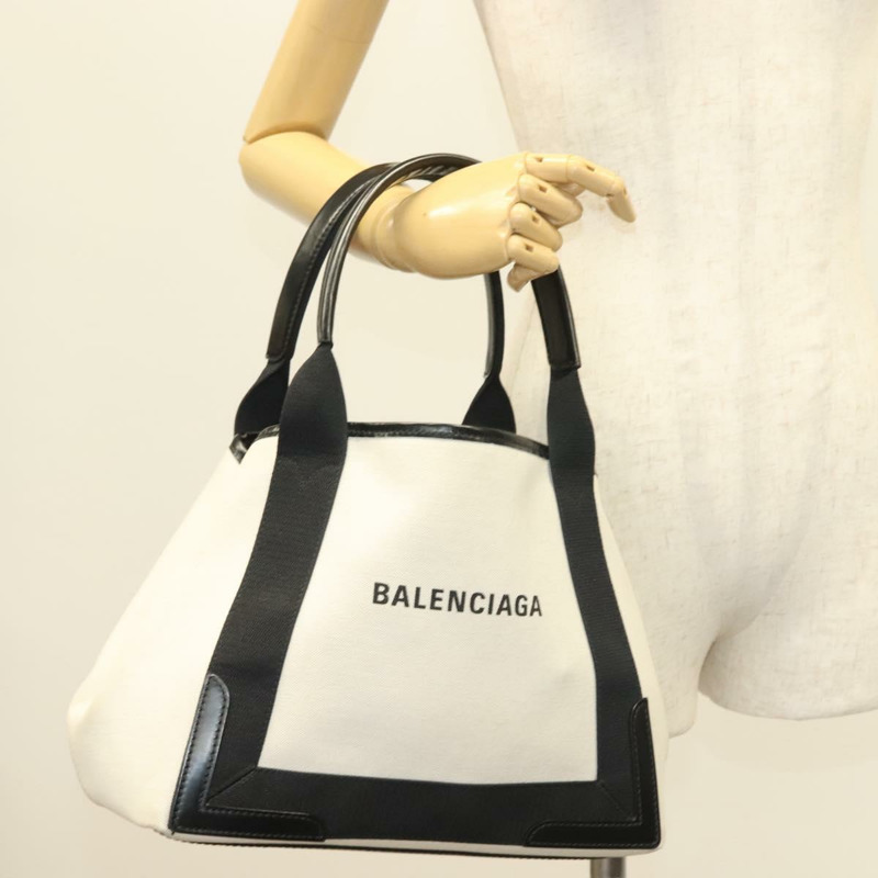 【日本直送】BALENCIAGA Cabas S 手袋 帆布 白色 339933 Auth mr1425-21