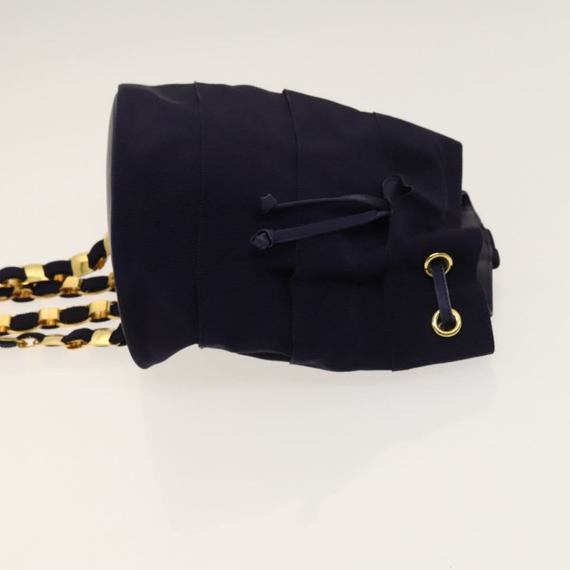【日本直送】Salvatore Ferragamo Vala 鏈條背包帆布海軍藍金色正品 BA3335-2