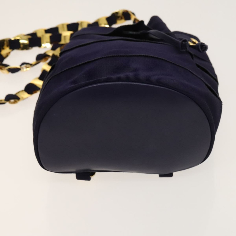 【日本直送】Salvatore Ferragamo Vala 鏈條背包帆布海軍藍金色正品 BA3335-4