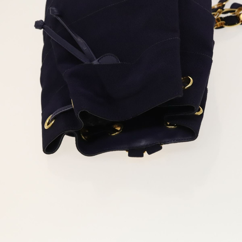 【日本直送】Salvatore Ferragamo Vala 鏈條背包帆布海軍藍金色正品 BA3335-5