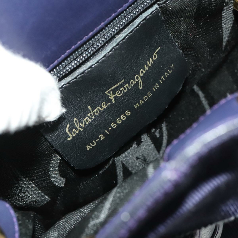 【日本直送】Salvatore Ferragamo Vala 鏈條背包帆布海軍藍金色正品 BA3335-11